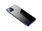 Puzdro Číra farba TPU gélový kryt s kovovým rámom pre Samsung Galaxy S21 Ultra 5G modrý