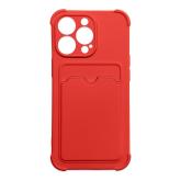Card Armor Case Pouch Cover pro iPhone 12 Pro Card Wallet Silikonový Air Bag Armor Red