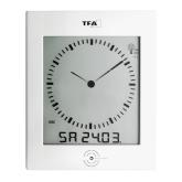 60.4506 TFA Rádiom riadené hodiny s teplomerom, LCD analógový displej, biele