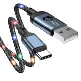 Joyroom odolný kábel USB - kábel USB typu C so zvukom reagujúcim LED podsvietením 2,4 A 1,2 m sivý (S-1230N16)