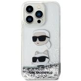 Karl Lagerfeld KLHCN61LDHKCNS puzdro pre iPhone 11 / Xr - strieborné Liquid Glitter Karl&Choupette Heads