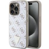 Guess 4G Triangle Metal Logo Case pre iPhone 15 Pro Max - White