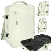 Cestovný batoh na notebook rozšíriteľný 26-36L USB kábel priestranný vodotesný zelený