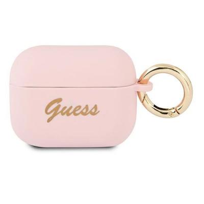 Guess GUAPSSSI AirPods Pro kryt Pink / Pink Silicone Vintage Script